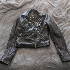 G BY GUESS FAST AND THE FURIOUS BLACK STUDDED MOTO JACKET SIZE SMALL